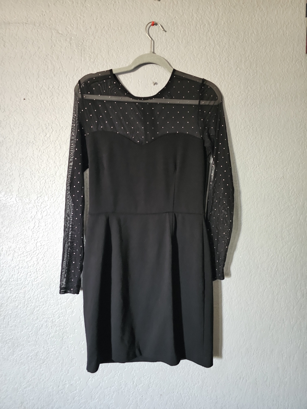 Mango Black Sheer-Sleeve Cocktail Dress with Sparkle